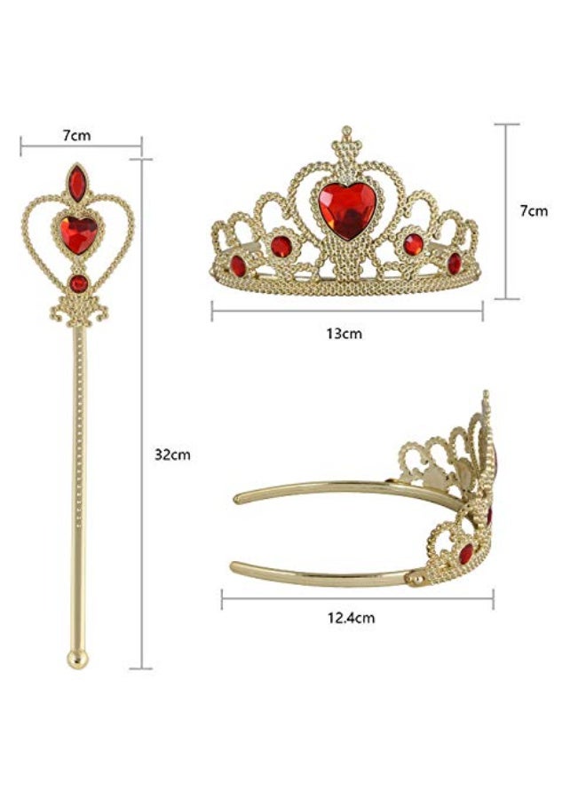 Elsa Dress Up with Elsa Crown,Wand,Gift Set for Girls Christmas Party Cosplay Set - Image 2